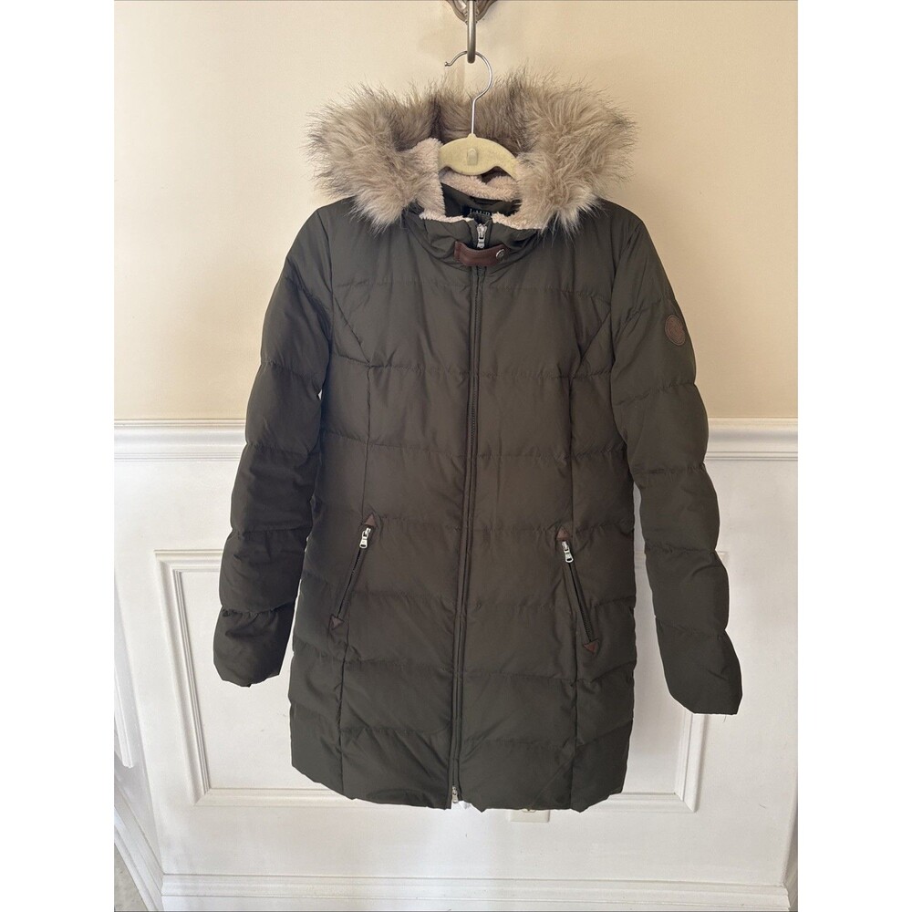 Women's Lauren Ralph Lauren Olive Green Faux Fur Down Puffer Parka Jacket Sz S